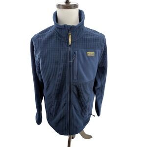 L.L.Bean Mens Fleece Jacket Full Zip Textured Navy Blue Size‎ Large